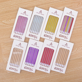 ขายส่งยกกล่อง เทียนวันเกิด สีเมทัลลิก 50/100 แพ็ค แพ็คละ 6 แท่ง