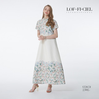 Lofficiel Dress NEW LOFFICIEL เดรสทรงยาว ลายพิมพ์ดอก Castle Rose (FZ2KCR)