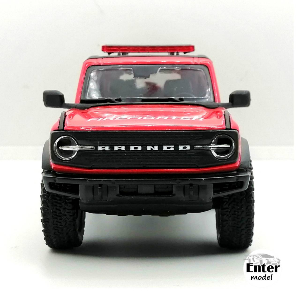 KINSMART​ โมเดลรถเหล็ก​ ลิขสิทธิ์​แท้ รถตำรวจ 2022 Ford Bronco (Firefighter) Scale 1/34 ยาว 12.5cm