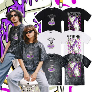 BEHIND เสื้อยืด แขนสั้น “ FUCKING AWESOME “ แนวสตรีท Oversize เสื้อยืดชาย หญิง