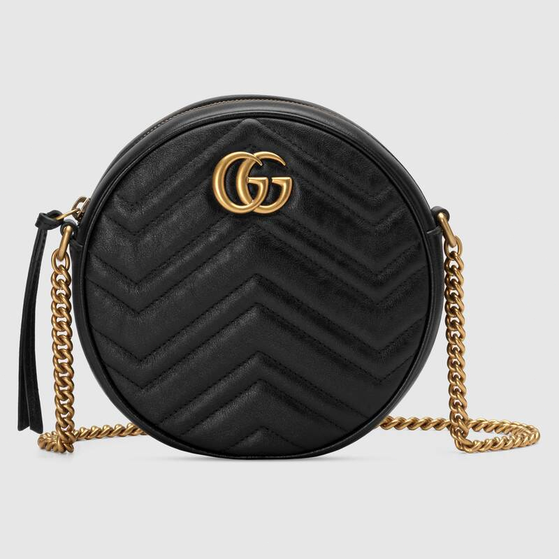 💯กุชชี่ Gucci GG Marmont Series Round Mini กระเป๋าสะพายข้างสุภาพสตรี Messenger Bag