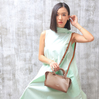 mini IOTA กระเป๋าถือ กระเป๋าสะพาย หนังแท้ - Chocolate brown