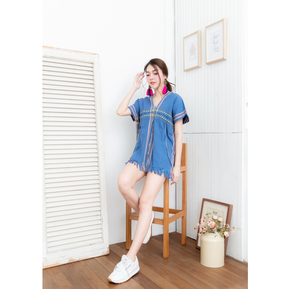 เสื้อกระเหรี่ยงทอมือ✔️เนื้อผ้าดี-ทำจากผ้าฝ้ายทอ100%✔️ซักไม่หด-สีไม่ตก ราคา ถูกที่สุด ดีลบีเคเค แกลเลอรีภาพที่ 3