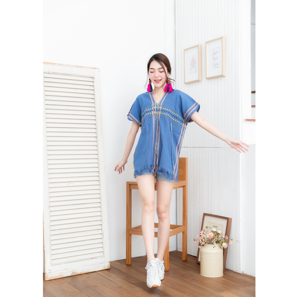 เสื้อกระเหรี่ยงทอมือ✔️เนื้อผ้าดี-ทำจากผ้าฝ้ายทอ100%✔️ซักไม่หด-สีไม่ตก ราคา ถูกที่สุด ดีลบีเคเค แกลเลอรีภาพที่ 5