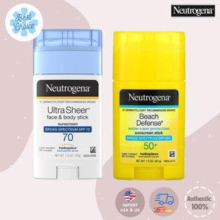 🔥ถูกสุด✨ของใหม่ กันแดด SPF70 แบบแท่ง Neutrogena Ultra Sheer Face &amp; Body Stick, Sunscreen 42 g Beach