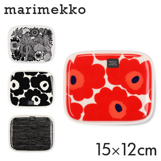 MARIMEKKO จานพิมพ์ลาย Unikko 15x12 ซม สีแดง จานสี่เหลี่ยมผืนผ้า มาริเมกโกะ ขนาด  15*12 cm หลายสีสรรให้เลือก
