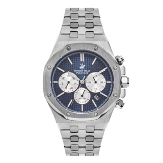 Beverly Hills Polo BP3051X.390 นาฬิกาข้อมือผู้ชาย Chronograph  สายสแตนเลส Silver/Blue