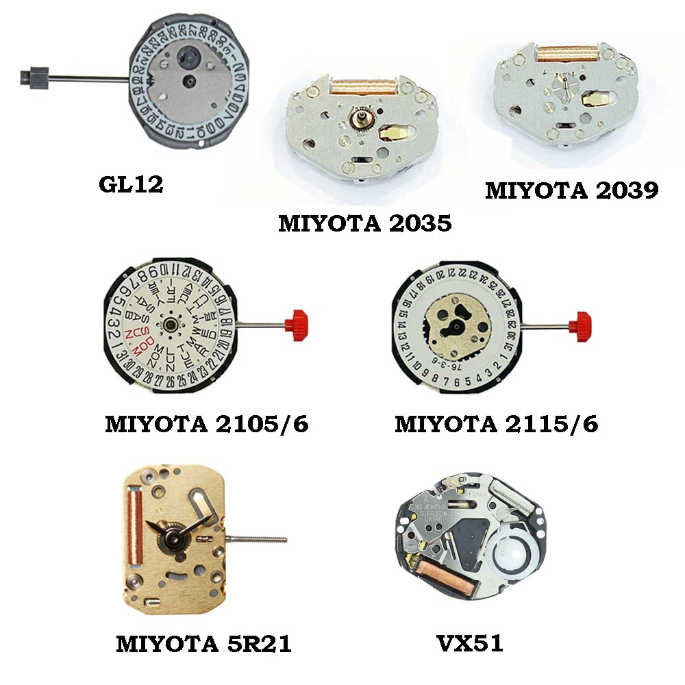 เครื่องนาฬิกา QUARTZ รุ่น MIYOTA 2039,MIYOTA 2035,VX51,GL12,5421,MIYOTA 5R21,MIYOTA 2115/6,MIYOTA 21