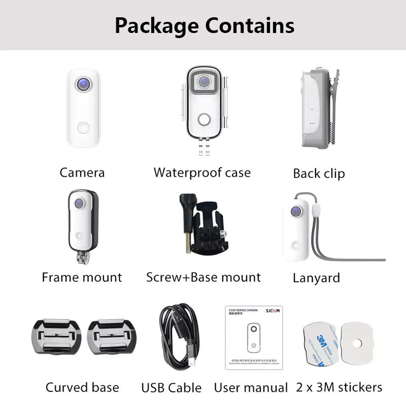 SJCAM C100+ / C100 Plus Mini Action Camera Small and Smart กันน้ำลึก 30M ติดหมวก ตัวเล็กระทัดรัด thumbnail 9