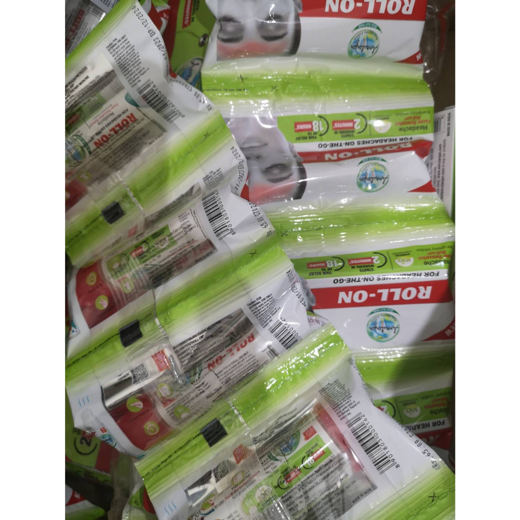 Roll-on ตรา Amrutanjan(แบบซอง) บรรเทาไมเกรน ปวดหัว เมารถ เมาเรือ วิงเวียนศรีษะ ไม่เลอะติดเสื้อผ้า สิ