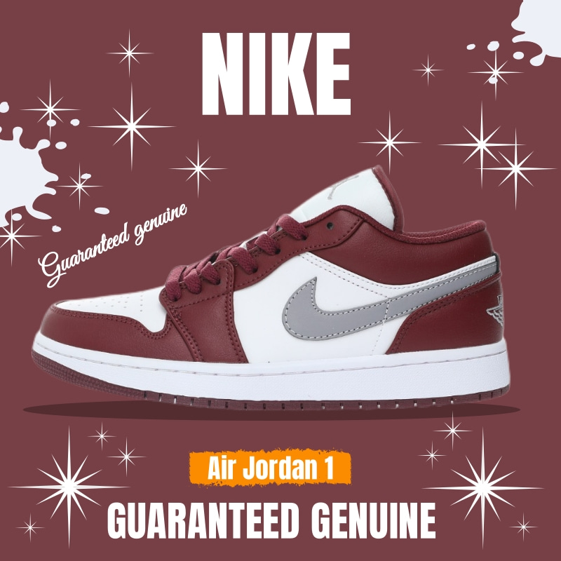 （จัดส่งฟรี） Nike Air Jordan Retro 1 Low"Bordeaux" 553558-615 รองเท้าวิ่ง รองเท้า nike