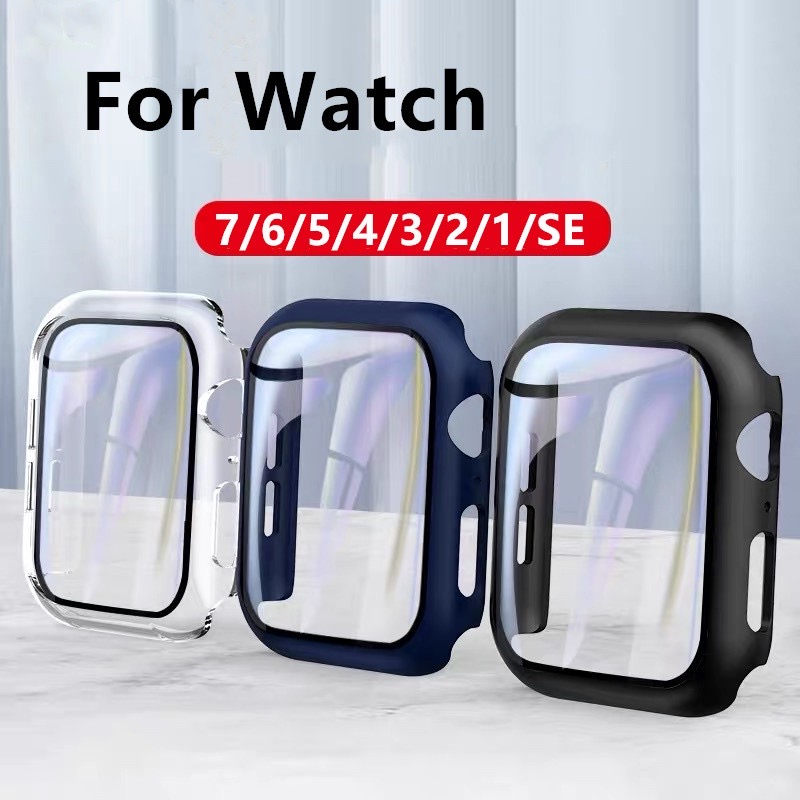 เคส สำหรับ iwatch  เคส Watch สายนาฬิกา PC+Glass case smart watch case watch เคสสำหรับแอปเปิ้ลวอช 38/40/41/42/44/45/cm ราคา ถูกที่สุด ดีลบีเคเค แกลเลอรีภาพที่ 3