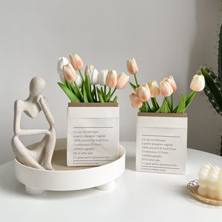 DDORIA ดอกไม้ประดิษฐ์ Tulipa สไตล์รายละเอียดดี Colorfast Vibrant สีดอกไม้พลาสติกสำหรับการถ่ายภาพห้องนั่งเล่นในสำนักงาน