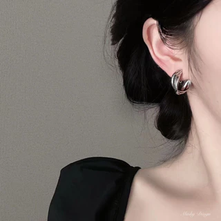 ต่างหูหนีบแบบห่วงเกลียว วัสดุเกรดดี ให้ความเรียบแต่หรู ต่างหูสำหรับคนไม่เจาะหู แป้นขดลวด