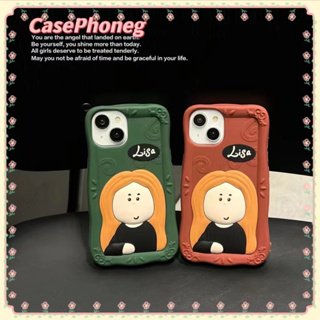 🍑CasePhoneg🍑ป้องกันการหล่น ขอบเต็ม iPhone 11 14 pro max การ์ตูน ศิลปะ เรียบง่าย เขียวเข้ม รุ่นคู่ case for iPhone 12 13