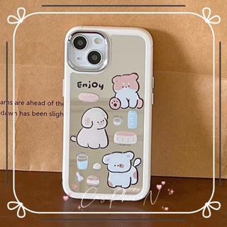 🔥สไตล์ใหม่🔥เคสไอโฟน iphone 11 14 Pro Max  การ์ตูน สัตว์ขนาดเล็ก น่ารัก แบบกระจก เคส iphone 12 13 Pro Case for iPhone