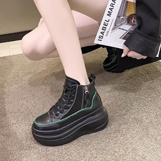 รองเท้าผ้าใบข้อสูง บูทแฟชั่น ผ้าใบ สูง7cm size34-39 ♥️พรีออเดอร์