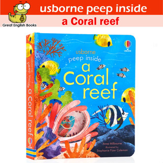 (ใช้โค้ดรับcoinคืน10%ได้) พร้อมส่ง บอร์ดบุ๊ค Usborne PEEP INSIDE A CORAL REEF  หนังสือภาษาอังกฤษ by GreatEnglishBooks