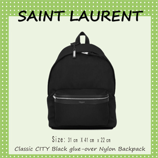 Hot sale Authentic SAINT LAURENT In stock Classic CITY Black Adhesive Nylon Backpack/Shoulder Bag
