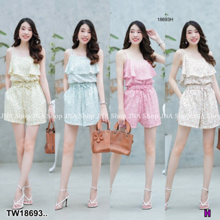 TT18693 set 2 ชิ้น สายเดี่ยวลายดอกเล็ก+กางเกงขาสั้น  set of 2 pieces, single strap, small flower pattern + shorts ..