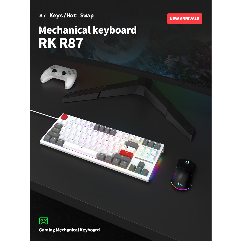 Rk ROYAL KLUDGE R87 คีย์บอร์ดเมคคานิคอล แบบใช้สาย RGB 80% USB เป็น C สําหรับ Mac Os