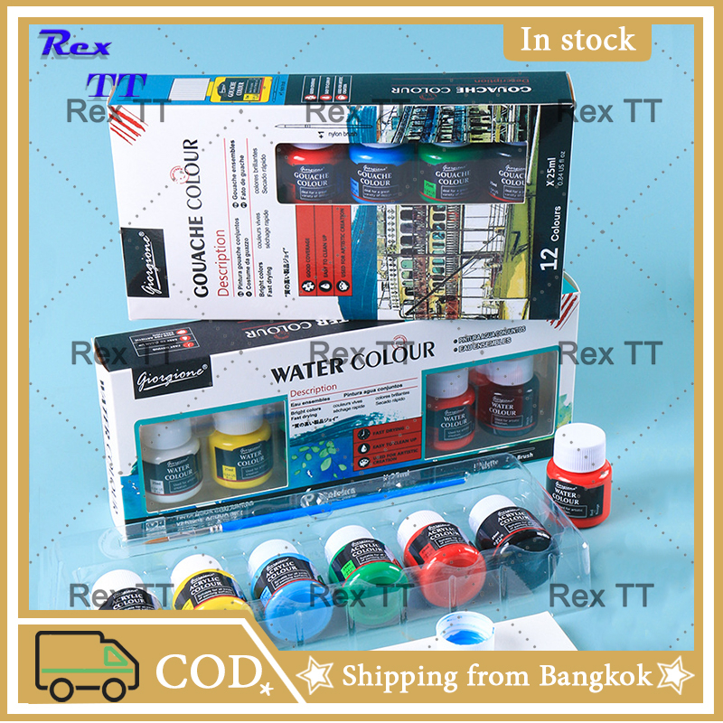 สีอะคริลิ 25ml สีกันน้ําสีน้ําอะคริลิแก้วสิ่งทอโฆษณาชุดสีภาพวาด DIY อุปกรณ์ศิลปะสีที่มีจานสี
