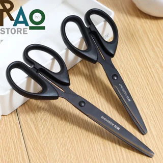 RAO Store กรรไกรสแตนเลสเคลือบเทฟล่อน อย่างดี ตัดเทปกาวได้ กาวไม่ติด กรรไกรใบมีดสีดำ ใบมีดคม2ขนาด