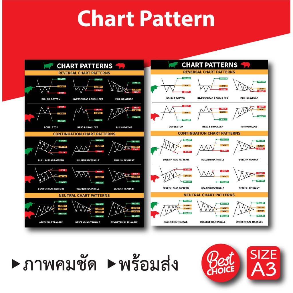 Business & Investment 109 บาท โปสเตอร์ หุ้น ชาร์ตแพทเทิร์น กราฟเทคนิค (A3) Candlestick Chart Pattern หนังสือหุ้น ภาพคมชัด ส่งไว ร้านค้าไทย Books & Magazines
