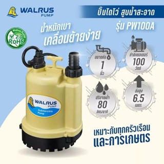 ไดโว่ Walrus แมวน้ำ 1 นิ้ว PW100A แท้100% ปั๊มดูดน้ำ ได่โว่สูบน้ำ ปั๊มไดโว่ ไดโว่วอลรัส ไดโว่แมวน้ำ