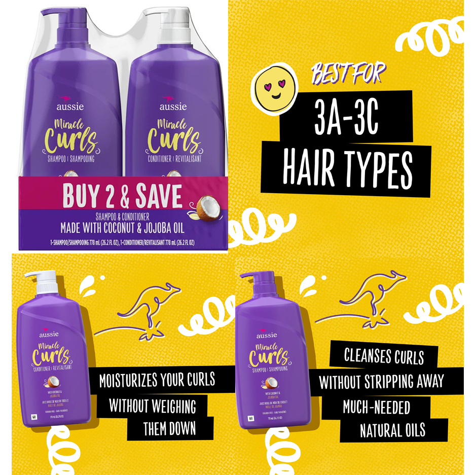 พร้อมส่ง นำเข้า Aussie Curls Shampoo and Conditioner Coconut Dual Pack 26.2 oz ราคา 1,190 บาท