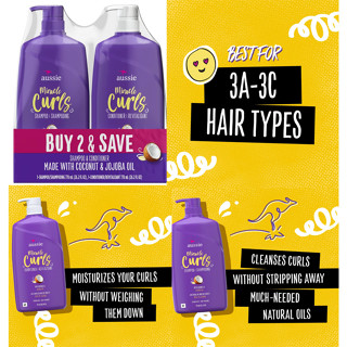 พร้อมส่ง นำเข้า 🇺🇸 Aussie  Curls Shampoo and Conditioner Coconut Dual Pack 26.2 oz ราคา 1,190 บาท