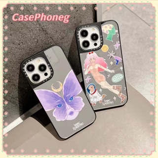 🍑CasePhoneg🍑ป้องกันการหล่น ขอบเต็ม iPhone 11 14 pro max การ์ตูน ความคิดสร้างสรรค์ ขอบดำ แบบกระจก case for iPhone 12 13