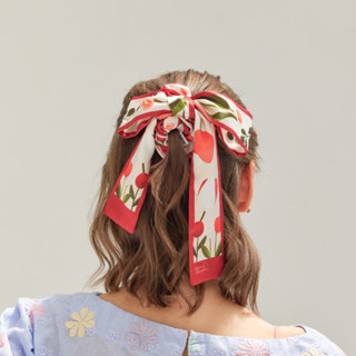 MB Bowtie scrunchie - Le soleil (Red Tulip) สครันชี่และโบว์ผูกผมลายทิวลิปสีแดง