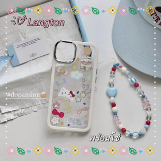 🌈Langton🌸ขอบเต็ม ป้องกันการหล่น iphone 11 14 pro max สไตล์สร้อยข้อมือ การ์ตูน Hello Kitty เคสใส case for iPhone 12 13