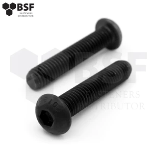 สกรูหัวจมกลมดำ M6 x 10 ถึง 60mm.เกลียวมิลหยาบ