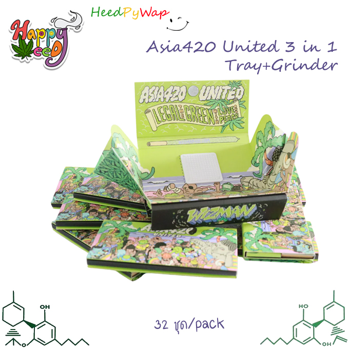 กระดาษโรล Wizman Asia420 United Tray + Grinder + Rolling Paper