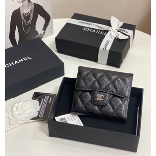 กระเป๋าสตางค์CHANEL  WALLET WALLET CAVEAR หนังเม็ดเงาสวยแข็งแรงทนทานต่อการใช้งานยิ่งใช้หนังยิ่งเงา *