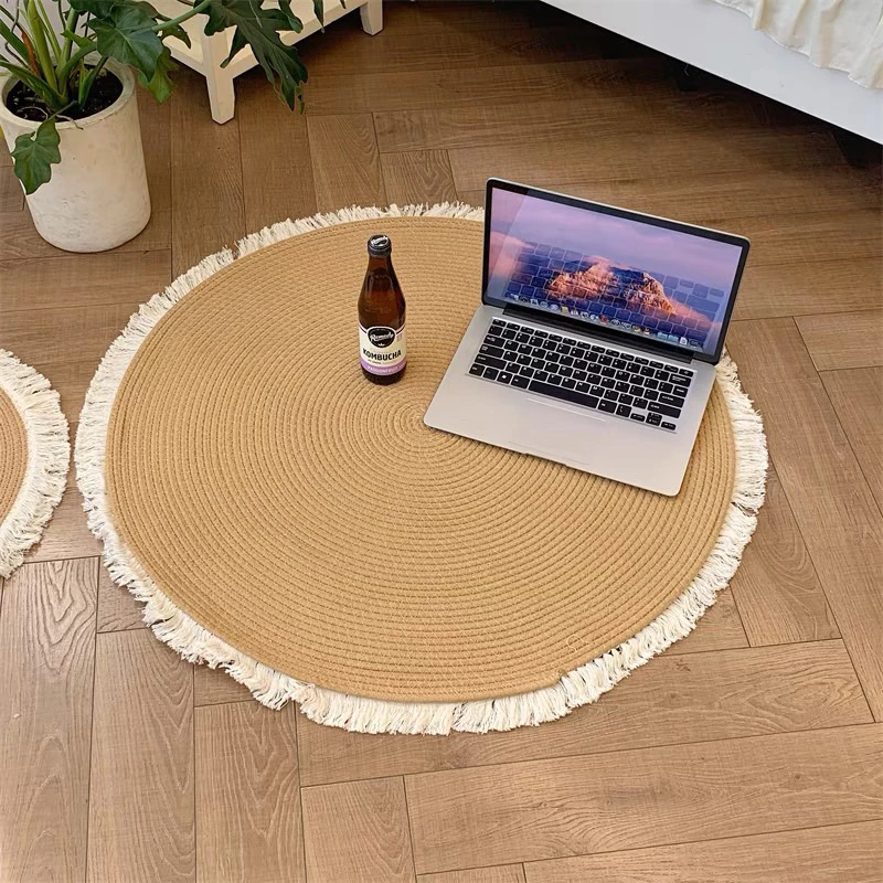 พรมแต่งบ้าน ของแต่งบ้านสไตล์มินิมอล พรมวงกลมขอบพู่ 100cm thumbnail 7