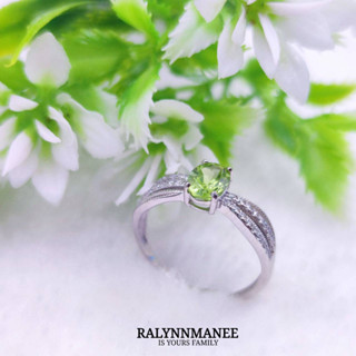 RP005  แหวนพลอยเพอริดอทแท้ ( Natural Peridot ) ตัวเรือนเงินแ…