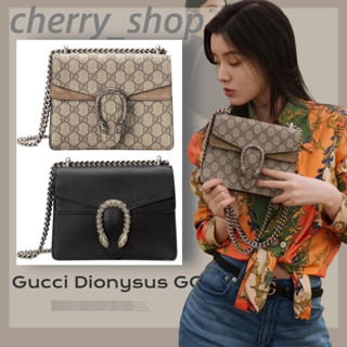 🍒กุชชี่ Gucci Dionysus GG Supreme Canvas Shoulder Bag ผู้หญิง / ทรัมเป็ต กระเป๋าโซ่🍒