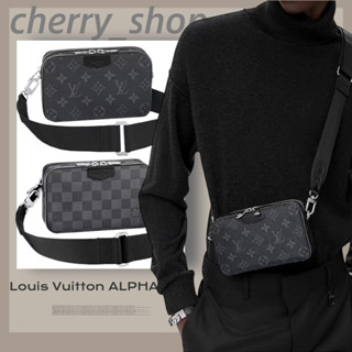 🔥Hot🍒Louis Vuitton ALPHA กระเป๋าสะพายข้างผู้ชาย /กระเป๋าสะพาย/กระเป๋ากล่อง M80741