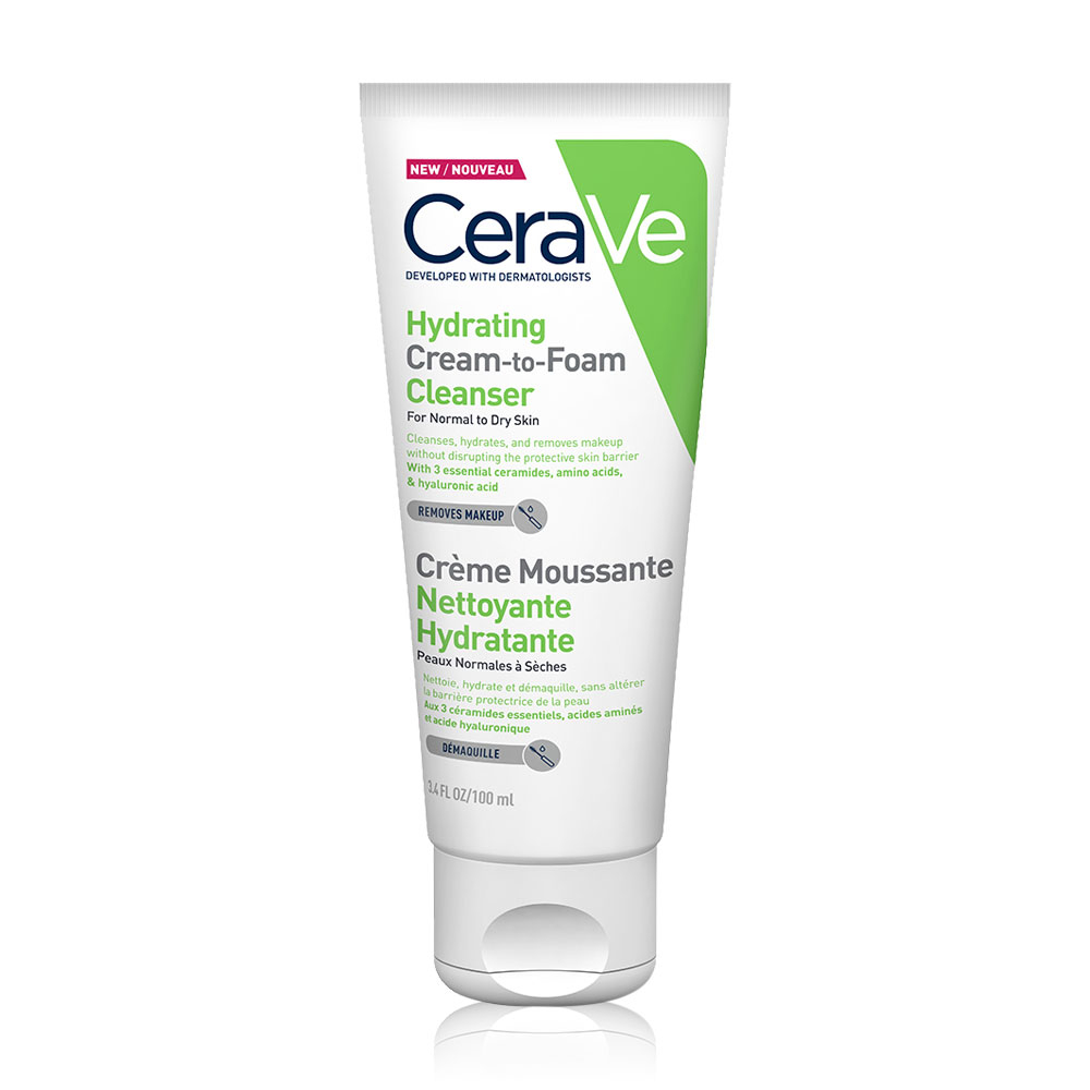Cerave Hydrating Cream-to-Foam Cleanser 100 mlความสะอาดและล้างเครื่องสำอาง