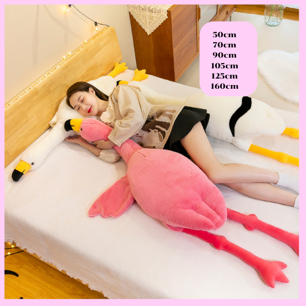 ตุ๊กตาฟามิงโก้สีชมพู 50CM 70CM 90CM 105CM 125 CM 160CM  ขนนุ่มนิ่มน่ากอดมาก เขีย