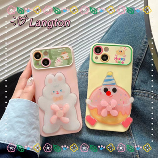 🌈Langton🌸ขอบเต็ม ป้องกันการหล่น iphone 11 14 pro max การ์ตูน สาวน่ารักหัวใจ รุ่นคู่ สีเหลืองน้ำนม case for iPhone 12 13