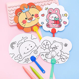 พัดระบายสี พัดระบายสี diy พัดระบายสีเด็ก พัด DIY ระบายสีเด็ก ของเล่นเสริมพัฒนาการ ของเล่นงานประดิษฐ์ ของเล่นศิลปะ