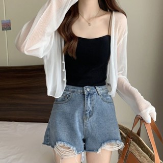 FUFFY 💜🥰 081เสื้อคลุม คาร์ดิแกนซีทรู บางเบาสีพาสเทลน่ารัก "