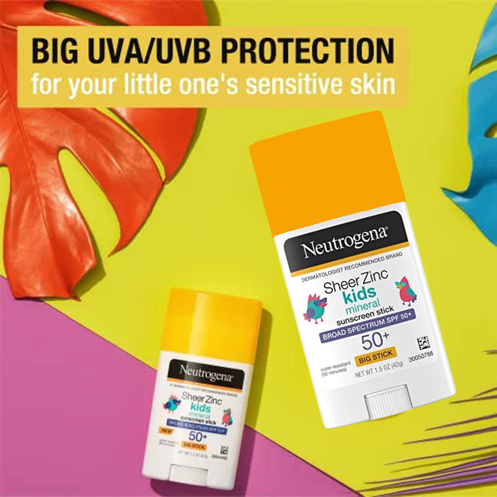 Neutrogena ครีมกันแดดเด็กแบบสติ๊ก มิเนอรัลเชียร์ซิงค์ออกไซด์สำหรับเด็ก Broad Spectrum SPF 50+ & UVA/UVB ราคา 690 บาท