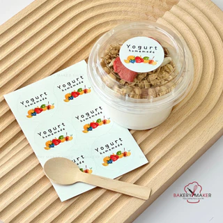 เพิ่มแบบใหม่! สติกเกอร์ Yogurt มี 7 แบบ Sticker DIY สติกเกอร์ โยเกิร์ต ตกแต่งถ้วยขนม Greek yogurt