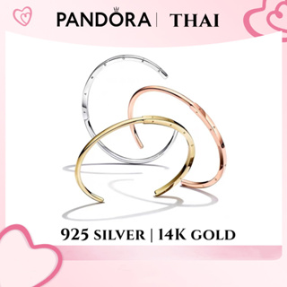 [ส่งจากกรุงเทพ]Pandora เงิน925 14K เปิด สร้อยข้อมือ กำไล Classic Collection I-D(Open)Bracelet ของแท้ 100%