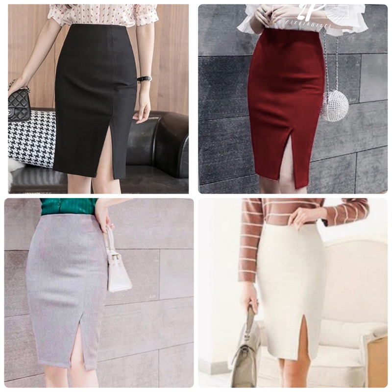 กระโปรงทำงานผ่าหน้า พร้อมส่ง
